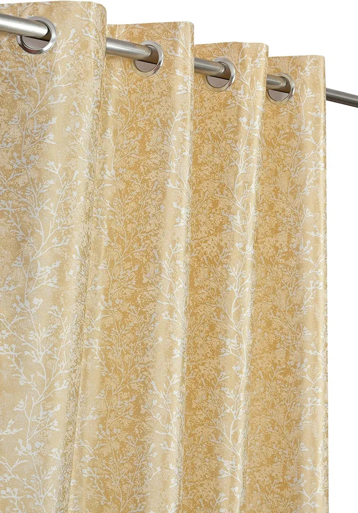 Homefab India 1 Piece Grommet Style Polyester Window Curtain - 5 feet, Floral Beige, Room Darkening Curtains